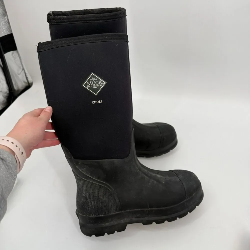 Muck Boot Company Chore Mens 8 Black Classic Tall Waterproof Rubber Work